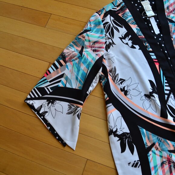 Chicos Chico's Reversible Black Multi Kimono Cardigan Jacket Size 3 XL NWT - Picture 5 of 14